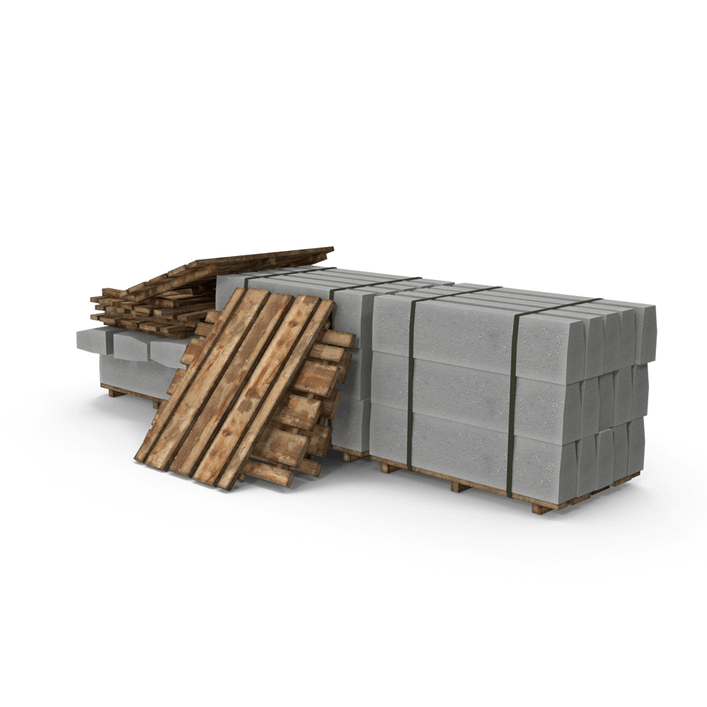 Verschiedene Baustoffe aus Beton und Holz